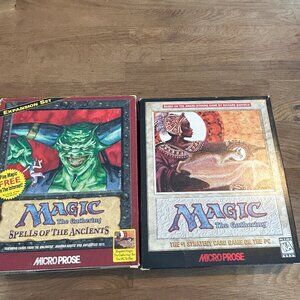 Lot of 2 MAGIC THE GATHERING Microprose PC Game and Expansion Set Complete 1997
